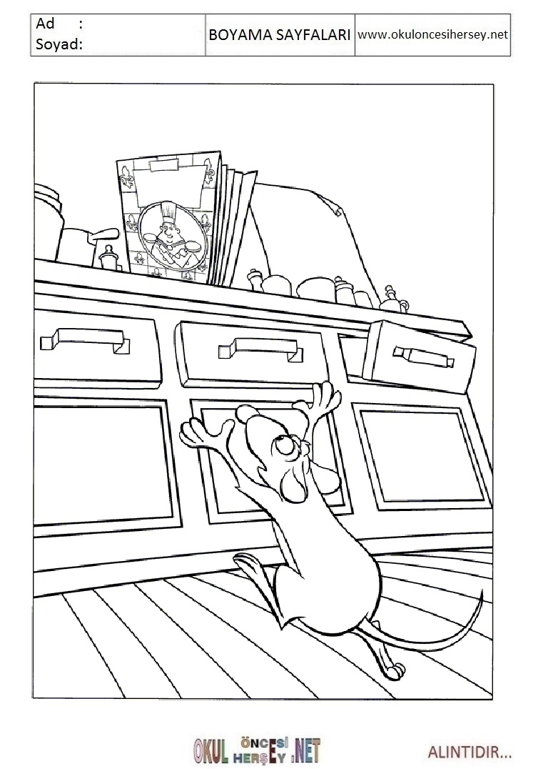 ratatouille boyama sayfaları